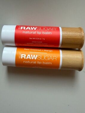 2 Raw Sugar Lip Love Lip Balms-Coconut Mango, Watermelon Mint